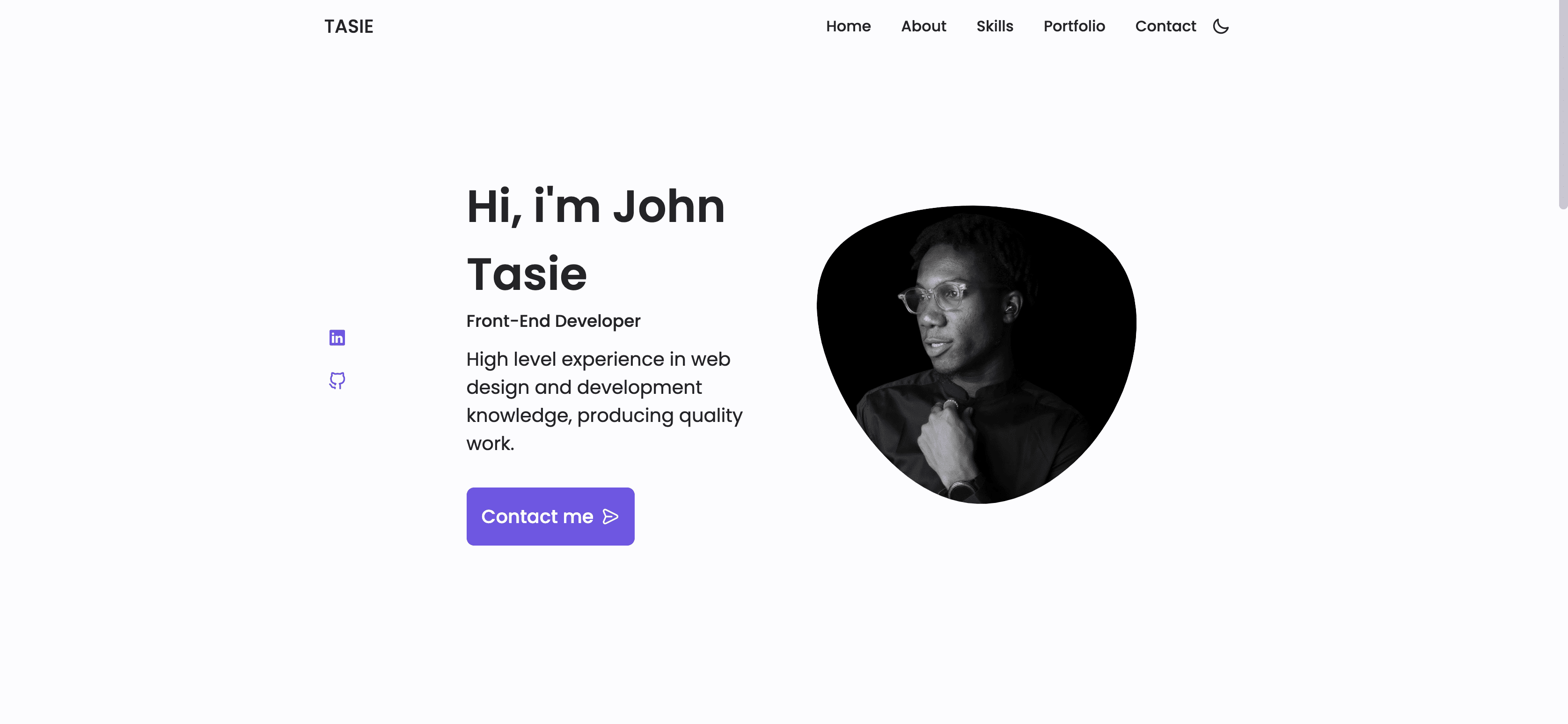 Screenshot of John Tasie's portfolio site