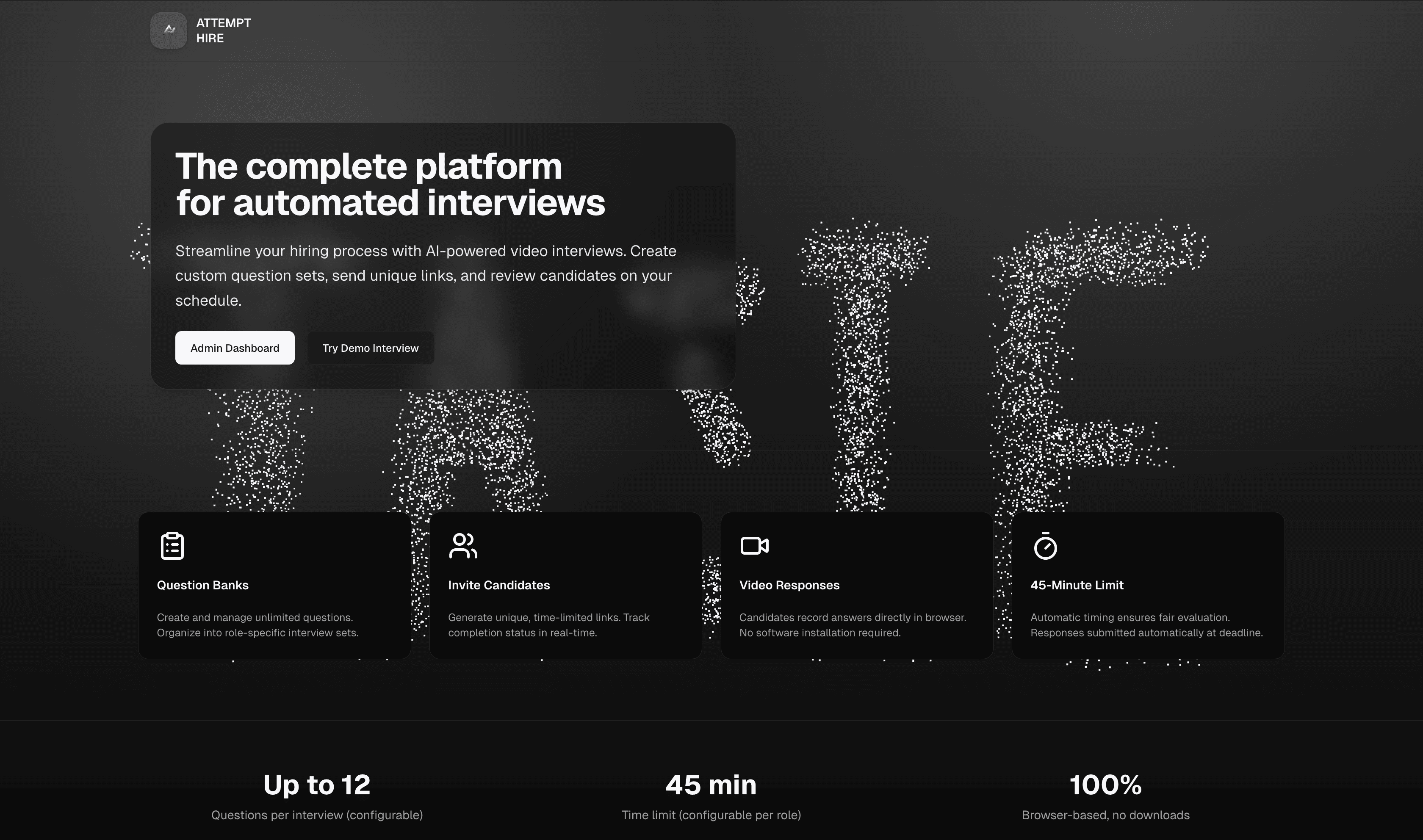 Attempt Hire admin dashboard overview